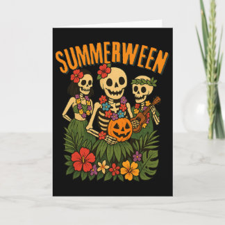 Carte Funny Summerween Skeletons Luau Party Halloween Be