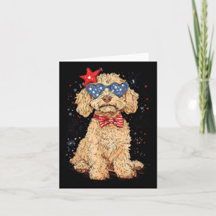 Carte Funny Sungles Patriotique Goldendoodle Merica 4e d