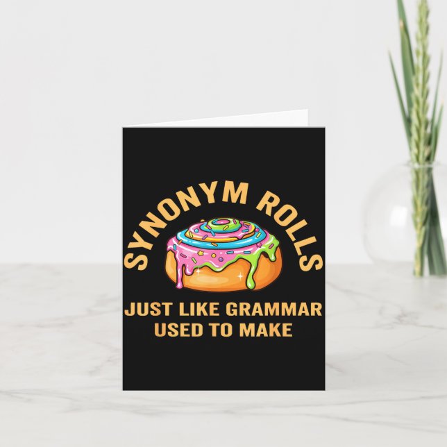Carte Funny Synonym Rolls Joke Cinnamon Rolls Grammar Pu (Devant)