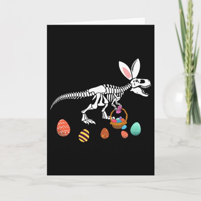 Carte Funny T Rex Easter Skeleton Bunny Sket Egg Hunt Ea (Devant)