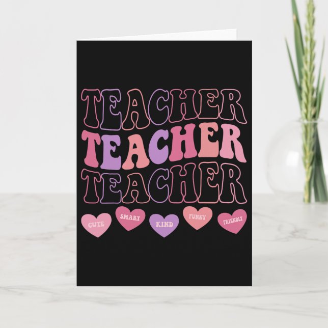 Carte Funny Teacher Hearts Valentine's Day Girls Women T (Devant)