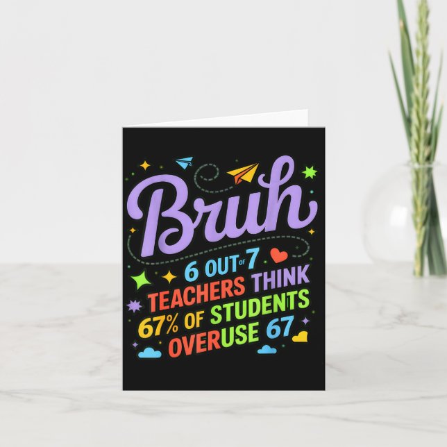 Carte Funny Teacher Quote Bruh 6 Out Of 7 Teachers Think (Devant)