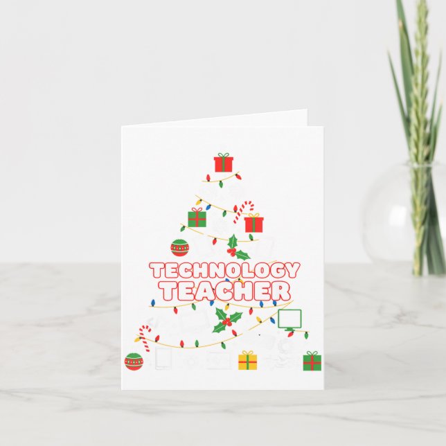 Carte Funny Technology Teacher Christmas Tree Lights Wom (Devant)