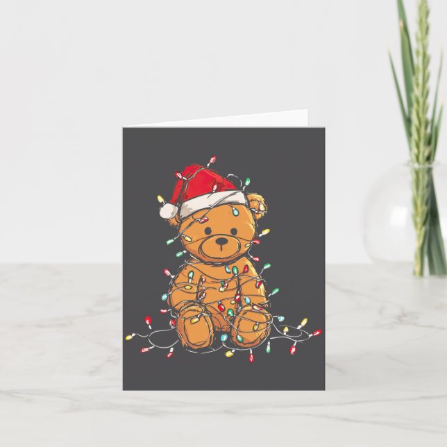 Carte Funny Teddy Bear Christmas Graphics Lights Lover L (Devant)