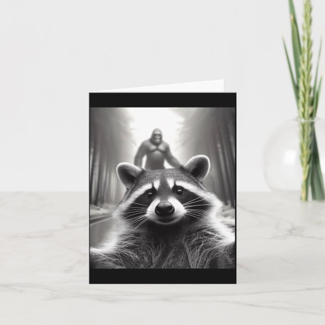 Carte Funny Tee Ed Raccoon Selfie Bigfoot Gift Mens Wome (Devant)