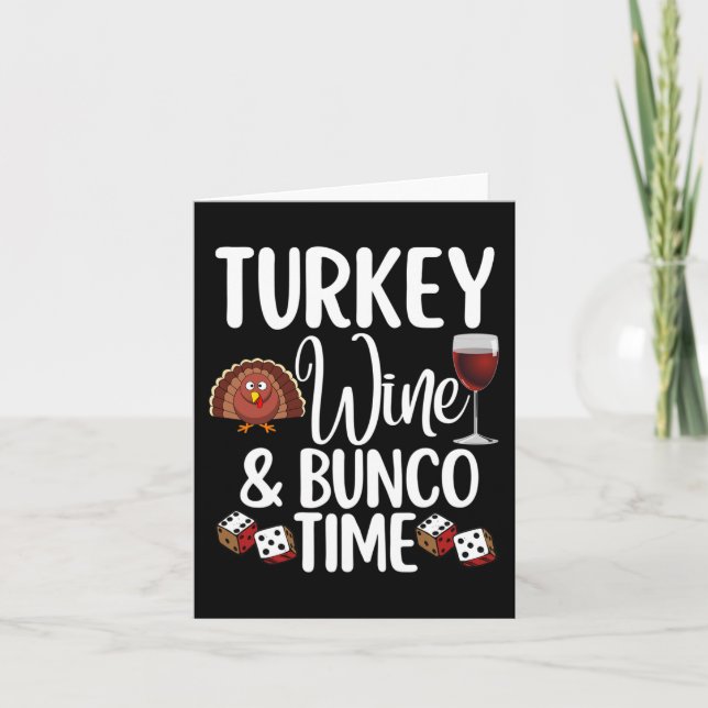 Carte Funny Thanksgiving Fall Humour Turquie Vin et Bunc (Devant)