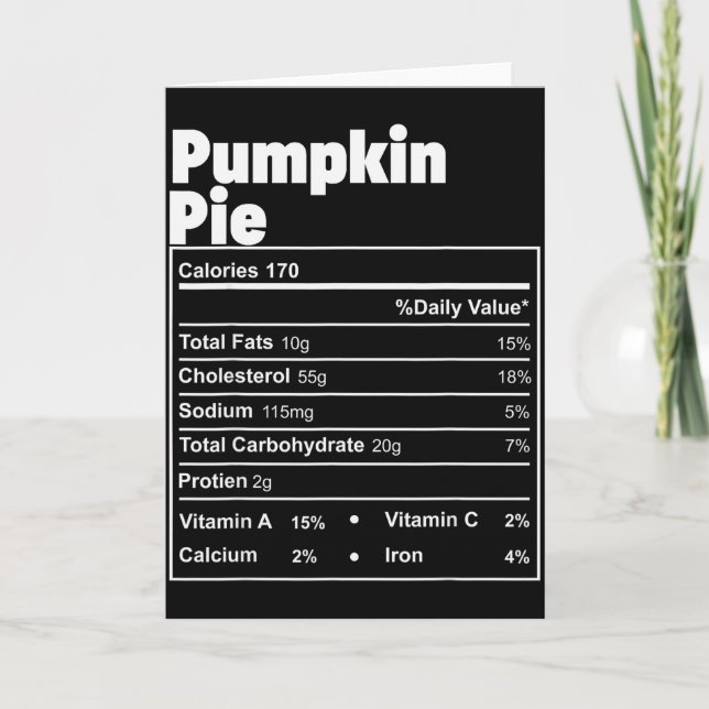Carte Funny Thanksgiving Food Pumpkin E Nutritional Fact (Devant)