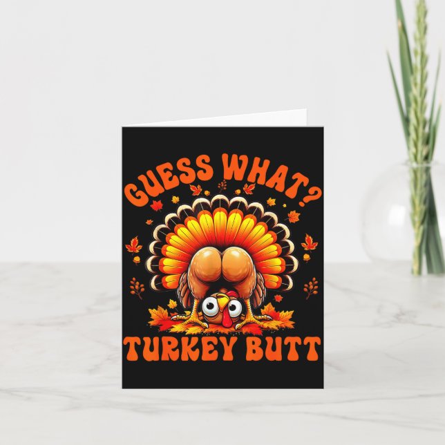 Carte Funny Thanksgiving Guess What Turkey Butt Couples  (Devant)