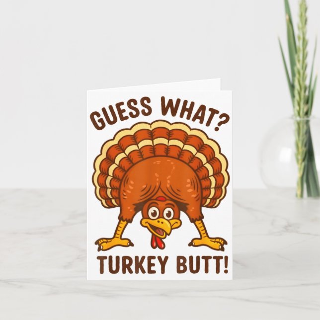 Carte Funny Thanksgiving Kids Joke Meme Guess What Turke (Devant)
