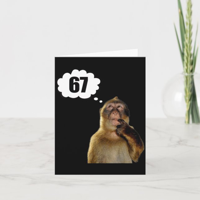 Carte Funny Thinking Monkey Meme Six Seven 6 7 Meme  (Devant)