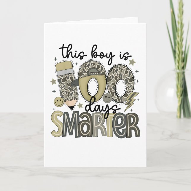 Carte Funny This Boy Is 100 Days Smarter School (Devant)