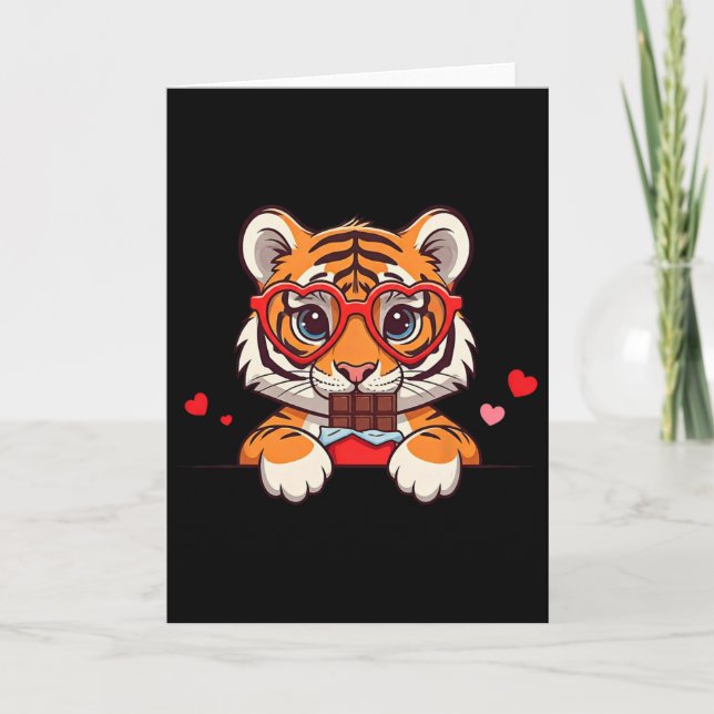 Carte Funny Tiger Heart Chocolate Valentine Tiger Womens (Devant)