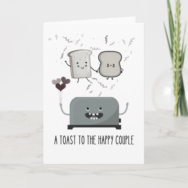Carte Funny Toaster : Un toast au heureux couple (Devant)