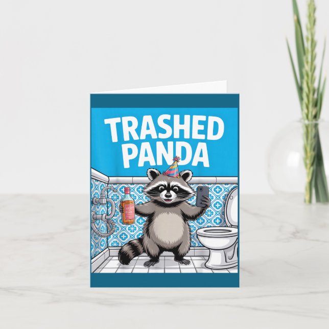 Carte Funny Trashed Panda Raccoon Gets Drunk 1ff512797a7 (Devant)