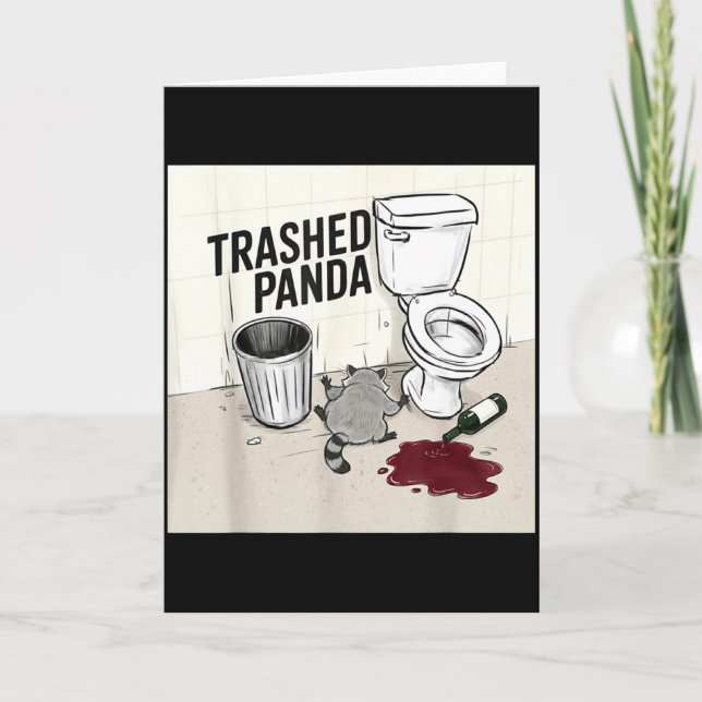 Carte Funny Trashed Panda Racoon Gets Drunk  (Devant)