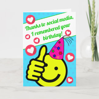 Carte Funny Turquoise Smile Face Médias sociaux Joyeux a