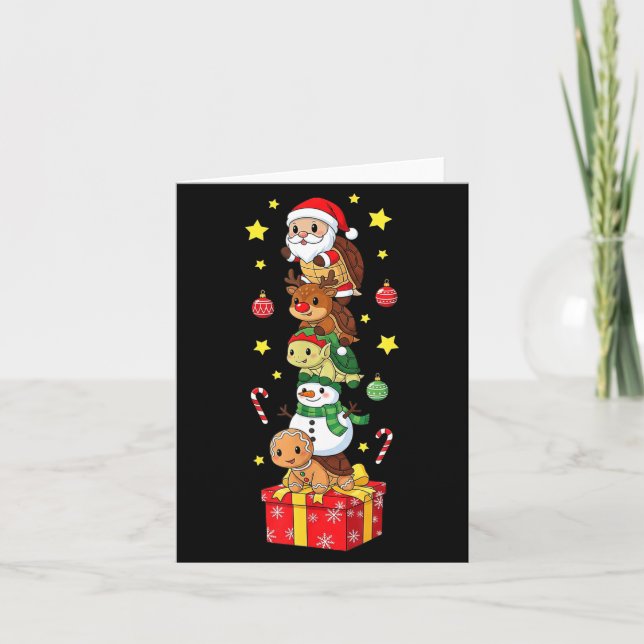 Carte Funny Turtle Santa Elf Snowman Christmas Boys Girl (Devant)