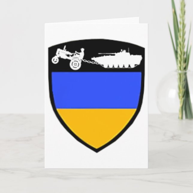 Carte Funny Ukraine Farmer Tractor Towing Tank Meme  (Devant)