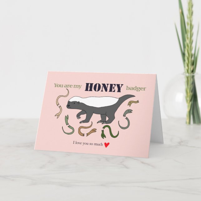 Carte Funny Valentine Honey Badger Badass Je t'aime (Devant)