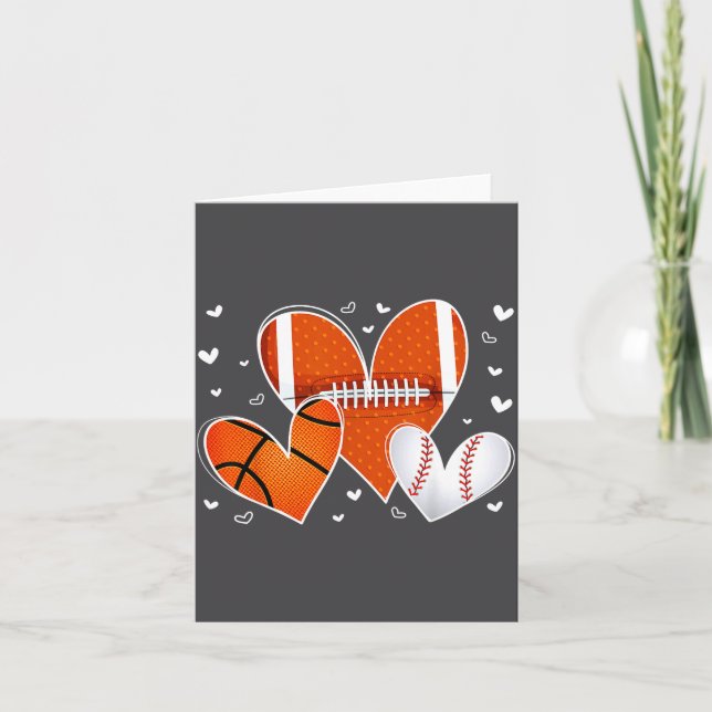 Carte Funny Valentines Baseball Basketball Football Hear (Devant)