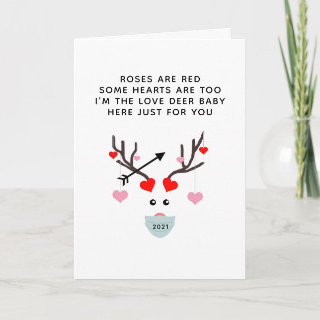 Carte Funny Valentines Day 2021 Love Deer Poem (Devant)