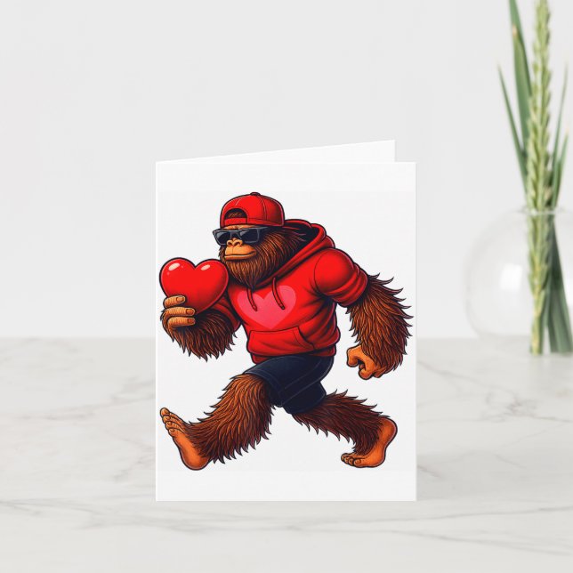 Carte Funny Valentines Day Bigfoot Heart Sungles Sasquat (Devant)