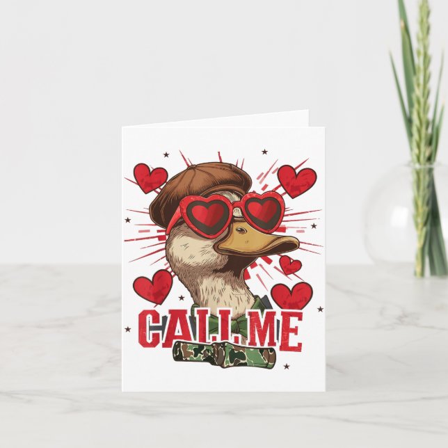 Carte Funny Valentine's Day Boy Duck Hunting Call Me Tod (Devant)