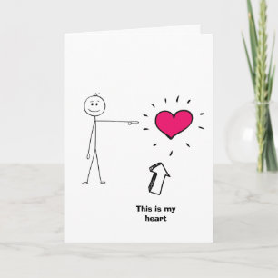 Carte Funny Valentine's Day Card, bâton coeur figure