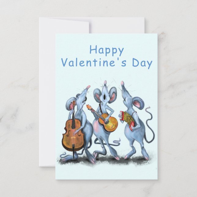 Carte Funny Valentine's Day Card Romantic Musical Mouse (Devant)