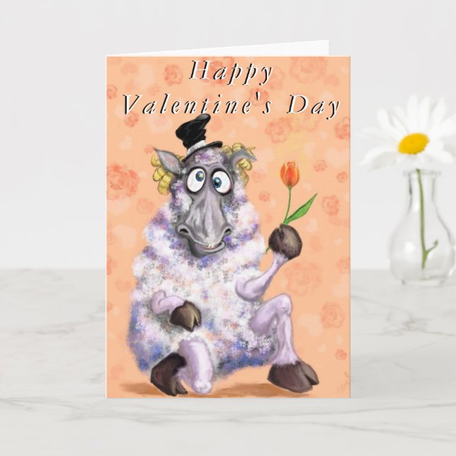 Carte Funny Valentine's Day Card Romantic Ram (Petite plante)