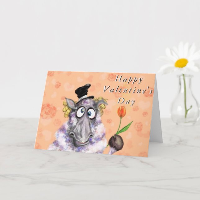 Carte Funny Valentine's Day Card Romantic Ram avec Tulip (Petite plante)