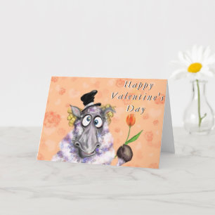 Carte Funny Valentine's Day Card Romantic Ram avec Tulip