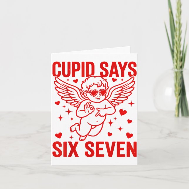 Carte Funny Valentine's Day Cud Says Six Seven Meme Girl (Devant)