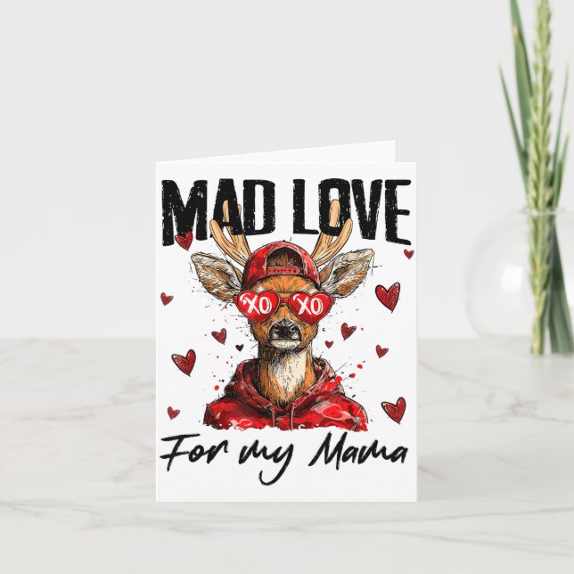 Carte Funny Valentine's Day Mad Love For My Mama Deer Hu (Devant)