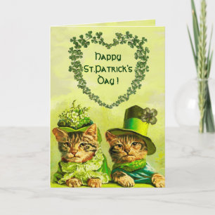 CARTE FUNNY VIEILLE MODE ST.PATRICK'S DAS CHATS AVEC LE 