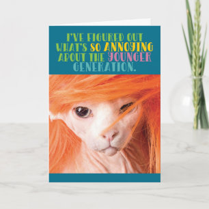 Carte Funny Vieux Chat agaçant la génération plus jeune