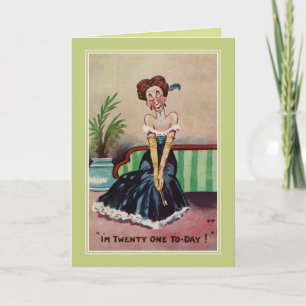 Carte Funny vintage 21ème anniversaire pour elle