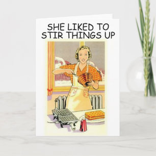 CARTE FUNNY VINTAGE FEMME, TOUT REMONTE