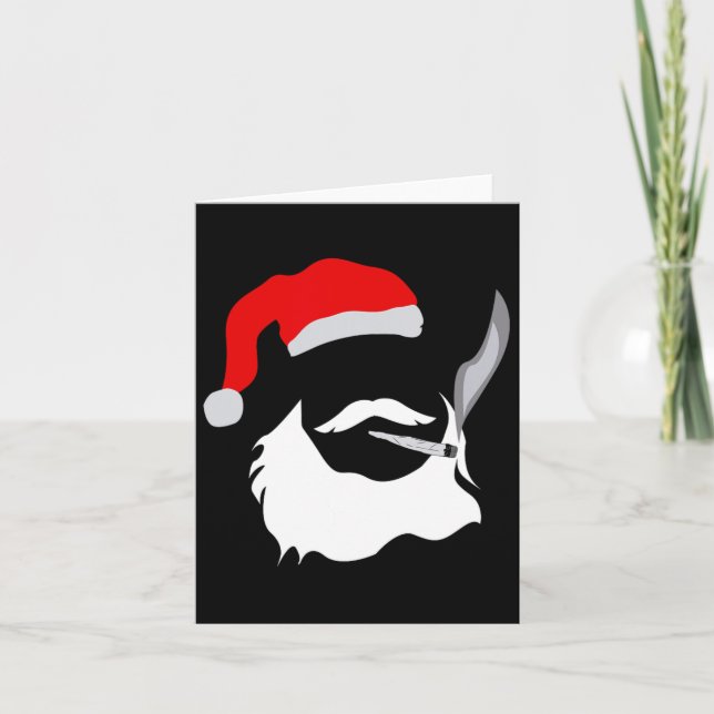 Carte Funny Visage Santa Clause Fumer mauvaises herbes N (Devant)