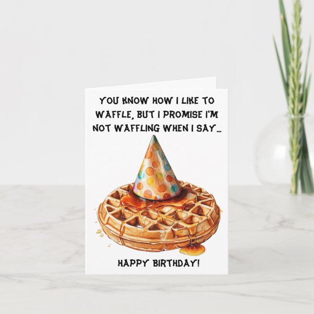 Carte Funny Waffle Message d'anniversaire avec Casquette (Devant)