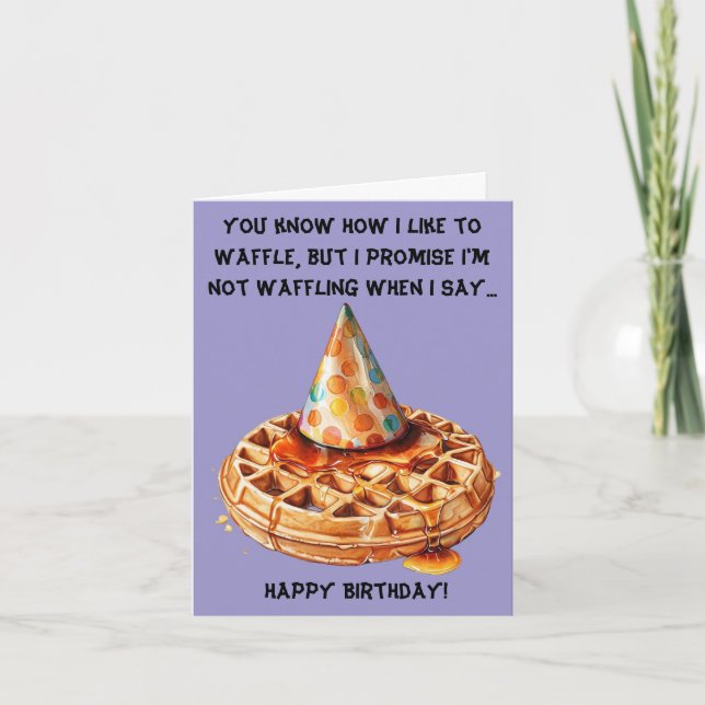 Carte Funny Waffle Message d'anniversaire avec Casquette (Devant)