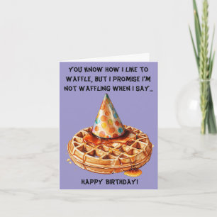 Carte Funny Waffle Message d'anniversaire avec Casquette