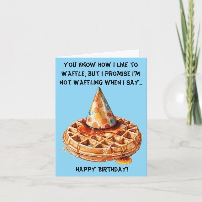 Carte Funny Waffle Message d'anniversaire avec Casquette (Devant)