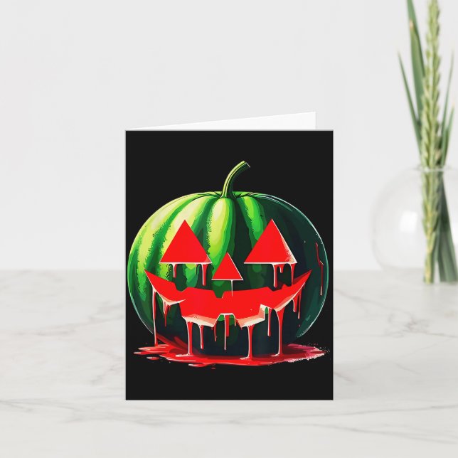 Carte Funny Watermelon Jack O Lantern Soky Dripng Fruit  (Devant)