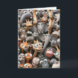 Carte Funny Wildlife Group Anniversaire<br><div class="desc">Groupe de caricaturistes éléphants fous,  singes,  girafes,  et autres animaux sauvages pour l'anniversaire du groupe. Le texte peut être modifié.</div>