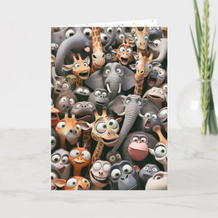 Carte Funny Wildlife Group Anniversaire