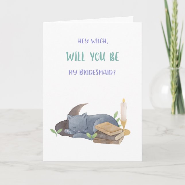 Carte Funny Witch Bridesmaid Proposal Card (Devant)