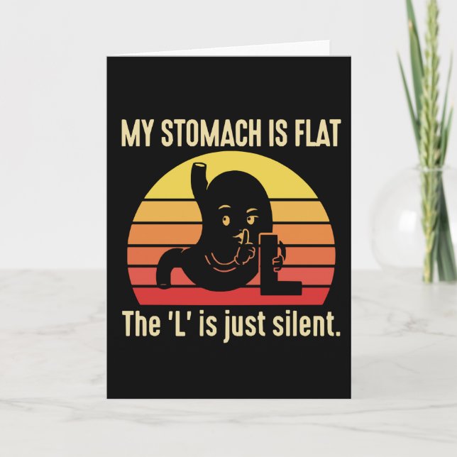 Carte Funny Wordplay cardMy Stomach Is Flat (Devant)