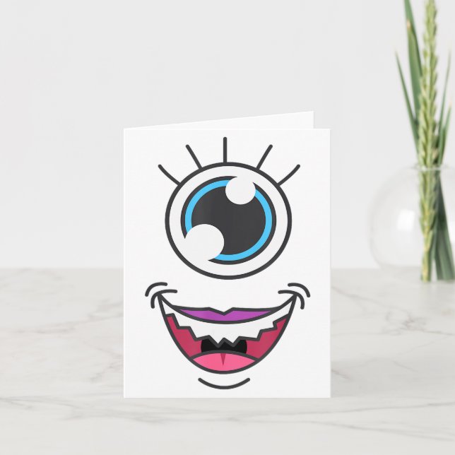 Carte Funny Y Monster Eyeball Face Halloween  (Devant)