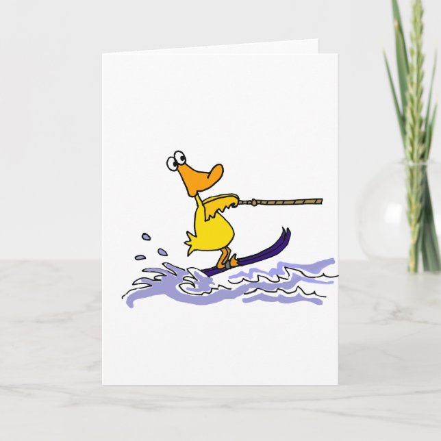 Carte Funny Yellow Duck Water Ski (Devant)